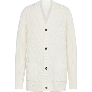 KnowledgeCotton Apparel Cotton Diamond Cardigan Knit Wollen vest (Heren |wit)