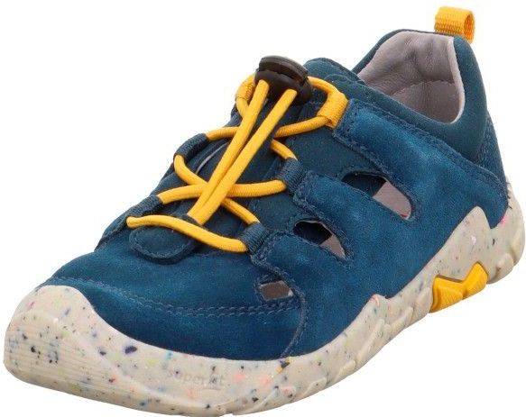 Superfit Trace Sneakers voor jongens, Blauw geel 8000, 25 EU Breed