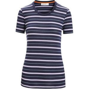 Icebreaker Womens Wave S/S Tee Stripe Merinoshirt (Dames |blauw)