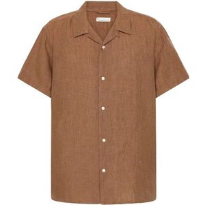KnowledgeCotton Apparel Box S/S Linen Shirt Overhemd (Heren |bruin)