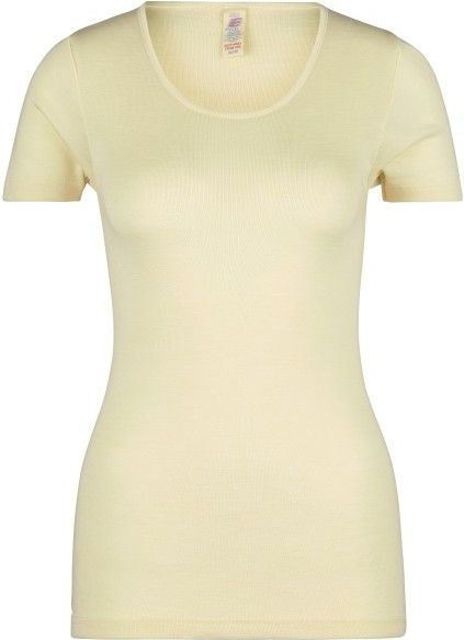 Engel - Womens Unterhemd S/S - Merino Ondergoed - Wit/Grijs - 70% Wol, 30% Zijde