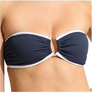 Seafolly Womens Beach Bound Ring Front Bandeau Bikinitop (Dames |blauw)