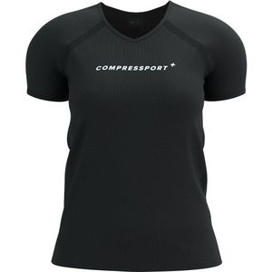 Compressport Womens Training S/S Logo Hardloopshirt (Dames |zwart)