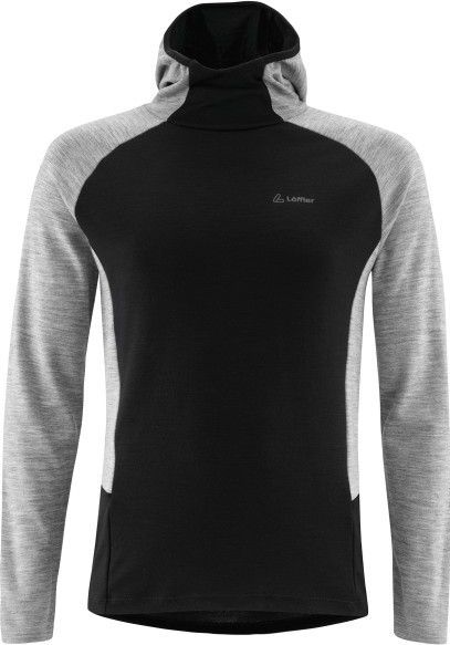 Löffler Hoody Transtex Merino Merinolongsleeve (Heren |zwart/grijs)