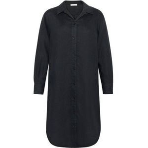 KnowledgeCotton Apparel Womens Classic Linen Dress Jurk (Dames |zwart)