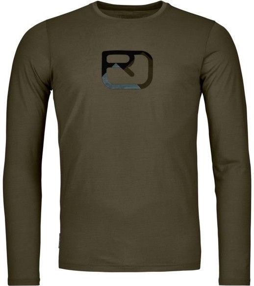 Ortovox - 150 Cool Mountain Silhouette - Merinoshirt - Bruin/Olijfgroen - Lange Mouwen