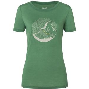 supernatural Womens Mountain Mandala Tree Tee Merinoshirt (Dames |groen)