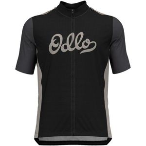 Odlo Essential Odlo Print S/U Collar S/S Full Zip Fietsshirt (Heren |zwart)