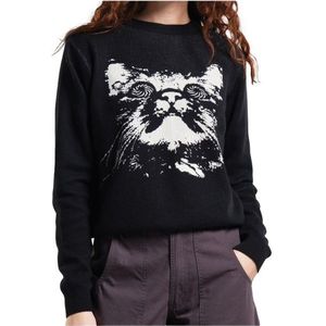 DEDICATED Womens Sweater Arendal Pepita Cats Trui (Dames |zwart)