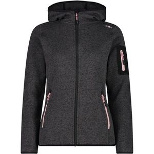 CMP Womens Jacket Fix Hood Jacquard Knitted 3H19826 Fleecevest (Dames |zwart/grijs)