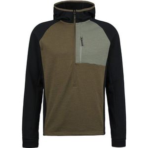 Stoic MerinoGrid285 NorrdalSt 3/4 Zip Hoody Merinohoodie (Heren |bruin/zwart)