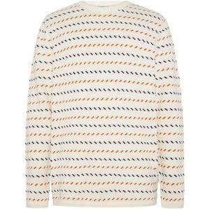 KnowledgeCotton Apparel Jacquard Crew Neck Knit Wollen trui (Heren |wit/beige)