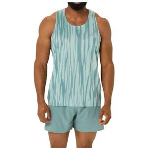 Asics Road All Over Print Singlet Hardloopshirt (Heren |turkoois)