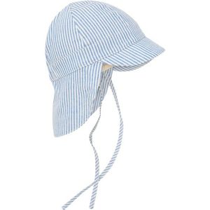 Huttelihut Kids Summer Hat Woven Stripe with Chin Straps Pet (Kinderen |grijs)