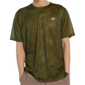 New Balance Athletics Printed T-Shirt Hardloopshirt (Heren |olijfgroen)