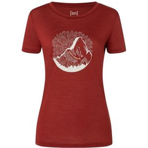 supernatural Womens Mountain Mandala Tree Tee Merinoshirt (Dames |rood)