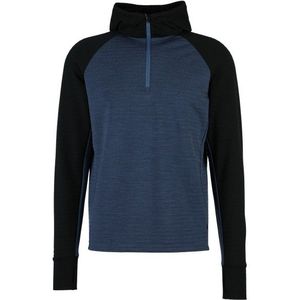 Stoic MerinoFleece260 FlenSt Half Zip with Hood Merinohoodie (Heren |blauw/zwart)