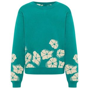 Tranquillo Womens Lockerer Jaquard-Pullover Trui (Dames |turkoois)