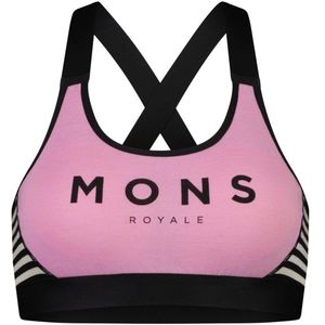Mons Royale Womens Stella X-Back Bra Merino-ondergoed (Dames |roze/zwart)