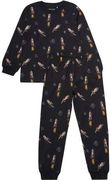 Minymo - Kids Pyjamas L/S Set AOP No 134069 - Pyjama - Zwart