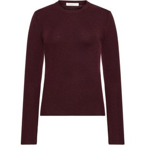 KnowledgeCotton Apparel Womens 2x2 Fine Merino Rib L/S Wollen trui (Dames |rood)