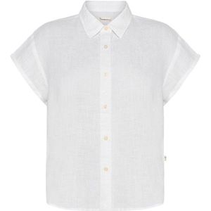 KnowledgeCotton Apparel Womens Aster Fold Up S/S Blouse (Dames |wit)