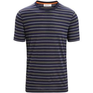 Icebreaker Wave S/S Tee Stripe Merinoshirt (Heren |blauw/ loden)