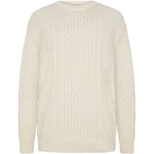 KnowledgeCotton Apparel Cotton Cable Crew Neck Wollen trui (Heren |beige)