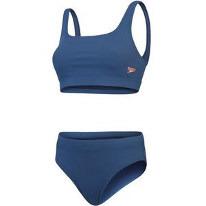 Speedo Womens Textured Deep U-Back 2 Piece Bikini (Dames |blauw)