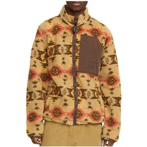 Revolution Printed Teddy Jacket Fleecevest (Heren |beige/bruin)