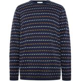 KnowledgeCotton Apparel - Jacquard Crew Neck Knit - Wollen Trui - Blauw