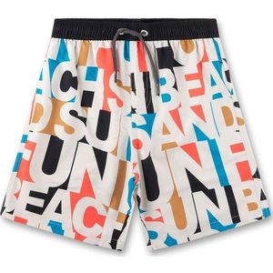 Sanetta Zwemshort voor jongens, off-white, comfortabele en sneldrogende zwembroek van gerecycled polyester voor jongens, badmode voor kinderen, beige, 104