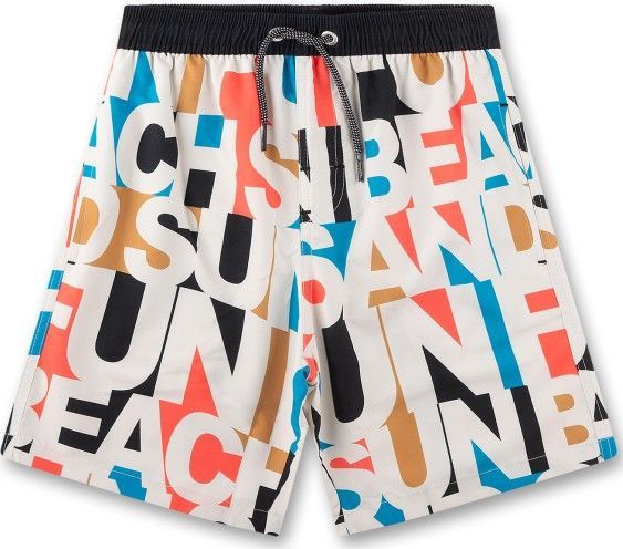 Sanetta Zwemshort voor jongens, off-white, comfortabele en sneldrogende zwembroek van gerecycled polyester voor jongens, badmode voor kinderen, beige, 104