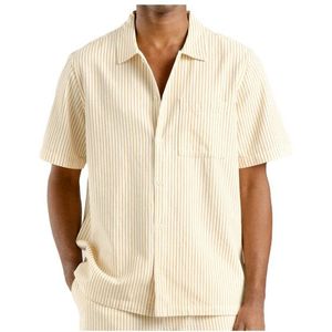 DEDICATED Shirt Brantevik Work Stripe Overhemd (Heren |beige)
