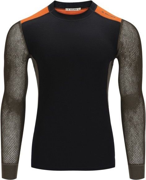 Aclima - WoolNet Hybrid Crewneck - Merino-ondergoed - Zwart