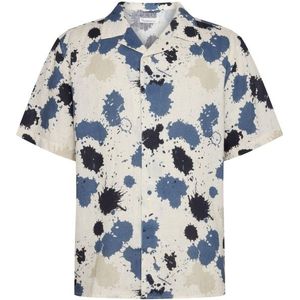 KnowledgeCotton Apparel Water Is Life Box Fit S/S Linen Overhemd (Heren |grijs)