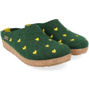Haflinger Womens Grizzly Cuoricini Pantoffels (Dames |groen)