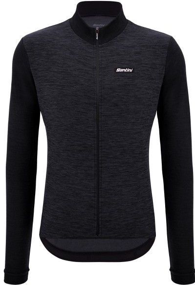 Santini - Pure Block Colour - Fietsshirt - Zwart - Thermisch