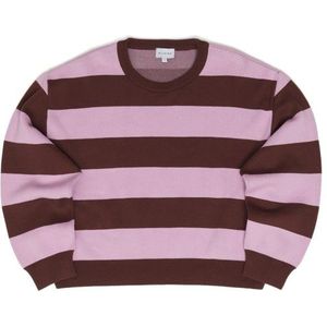 Mazine - Striped Jacquard Knit Jumper - Trui - Bruin/Purper