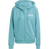 adidas - Essentials Linear Full Zip Hoodie - Turkoois - Katoen/Polyester/Viscose