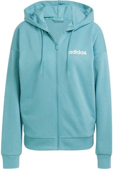 adidas - Essentials Linear Full Zip Hoodie - Turkoois - Katoen/Polyester/Viscose