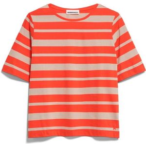 ARMEDANGELS Womens Finiaa Block Stripes T-shirt (Dames |rood)