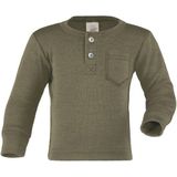Engel - Merinoshirt - Olijfgroen - Baby Shirt met Knopfleiste