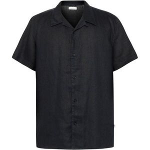 KnowledgeCotton Apparel Box S/S Linen Shirt Overhemd (Heren |zwart)