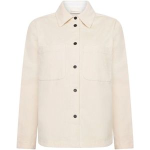 KnowledgeCotton Apparel Womens 14 Wales Corduroy Blouse (Dames |wit/beige)