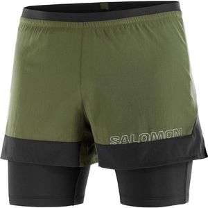 Salomon Cross 2in1 Shorts Hardloopshort (Heren |olijfgroen)