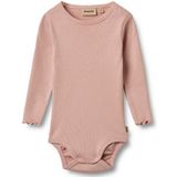Wheat - Romper L/S - Rib - Rose Powder - Wheat