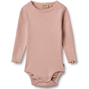 Wheat - Romper L/S - Rib - Rose Powder - Wheat