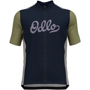 Odlo Essential Odlo Print S/U Collar S/S Full Zip Fietsshirt (Heren |blauw)