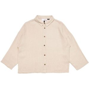 Mazine Womens 3/4 Sleeve Linen Shirt Blouse (Dames |beige)
